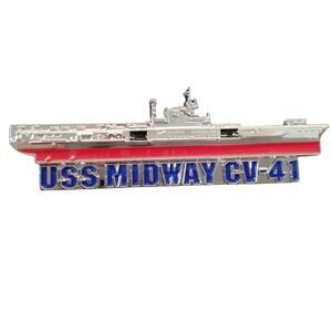 Naval USS Midway CV-41 Ship Collector's Hat, Lapel, Brooch Pin 2-1/2"W x 3/4"H